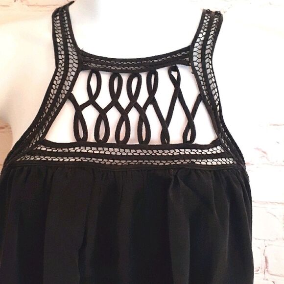 Madison Marcus Black Silk Sleeveless Lattice Top Small MSRP $229 Stunning! - Picture 4 of 7